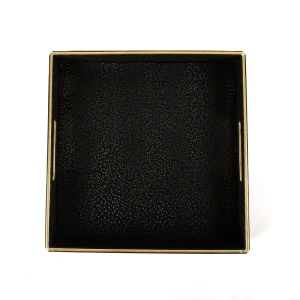 Premium Leatherette Black Square Serving Tray