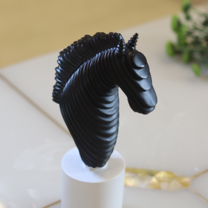 Black And White Spiral Horse– Modern Matte Finish Decorative Figurine For Home & Office