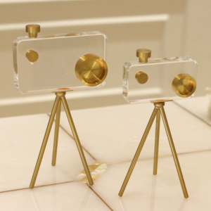 Golden Lens With Stand - Crystal Camera Decor